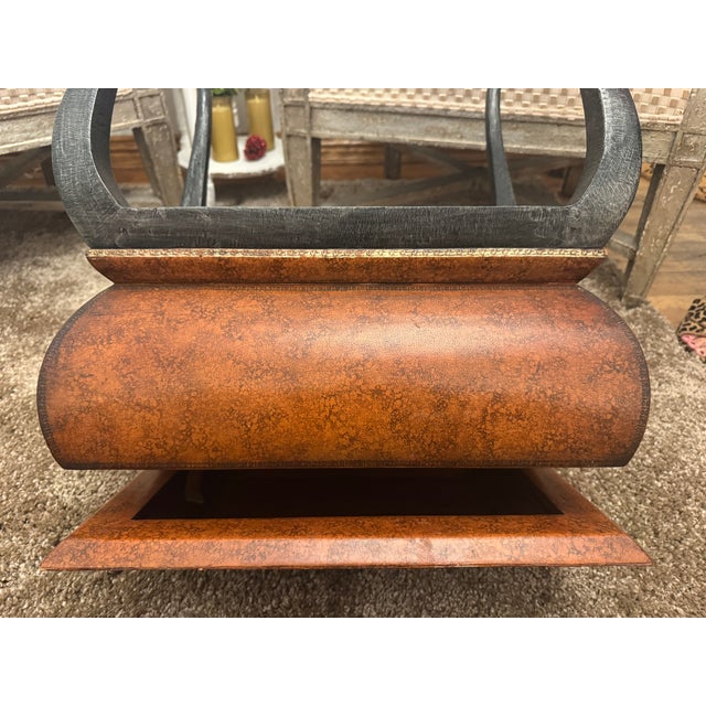 Vintage Maitland-Smith Hand-Painted Lift-Top Storage Box Table on Carved Wood Stand For Sale - Image 13 of 18