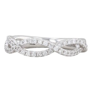 Woven 0.35ctw Diamond Ring 18k White Gold Sz 5.75 Wedding Band Stackable a Jaffe, Size 5.75 For Sale