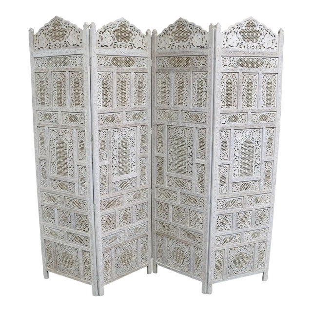 Anglo Indian Sandalwood Dressing Screen/Room Divider For Sale