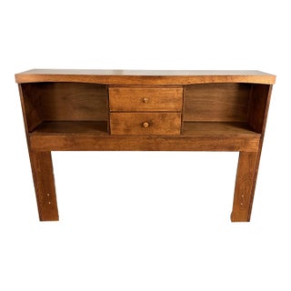Late 20th Century Full Size Cherry Bookcase Headboard With Drawers & Cubbies For Sale