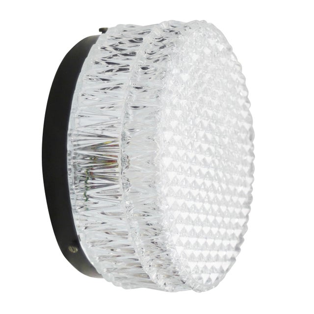 Mid-Century Round Textured Glass Flush Mount For Sale - Image 12 of 14