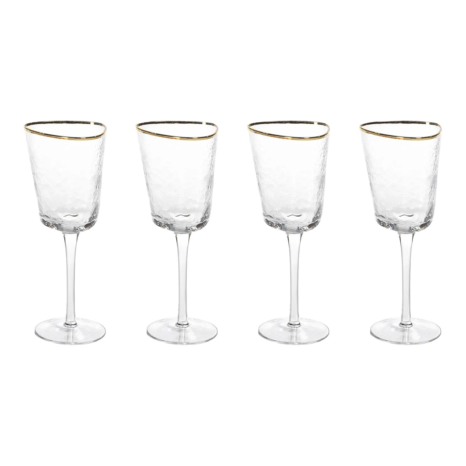 Kampari Triangular Wine Glasses with Gold Rim, Set of 4 Chairish