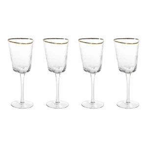 Kampari Triangular Wine Glasses with Gold Rim, Set of 4