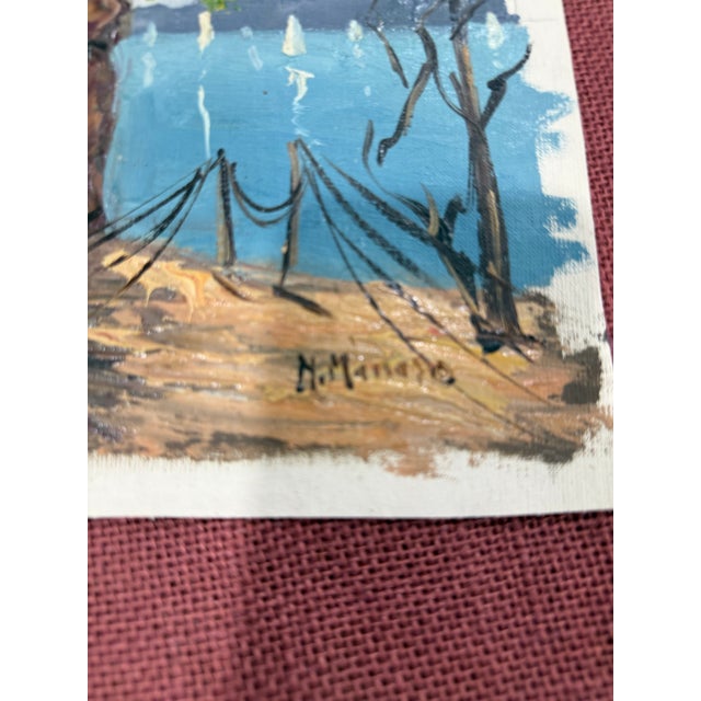 1950s N.Manolla Oil Painting 1950s Loose Signed From Italy For Sale - Image 5 of 5