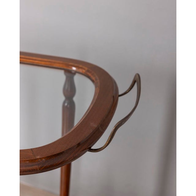 1950s Vintage Italian Wood and Glass Bar Cart, 1950s For Sale - Image 5 of 14