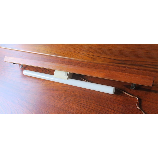 Wood Danish Teak Narrow Shelves with Wall Lights, 1960s, Set of 2 For Sale - Image 7 of 9