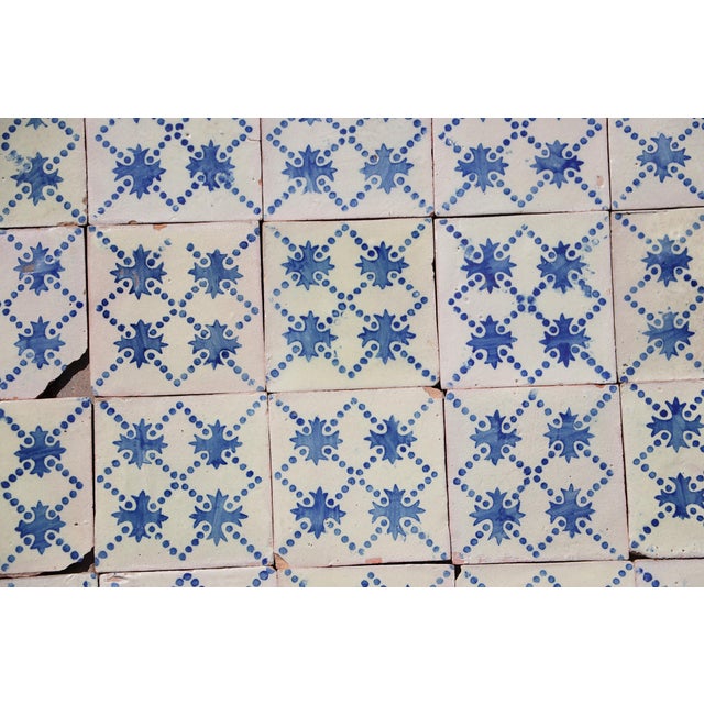 19th Century Portuguese Quatrefoil Tiles Set of 25 Blue & Antique White Decorative For Sale - Image 12 of 16