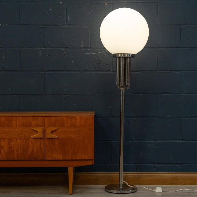 20th Century Chrome Floor Lamp with Hand Blown Venetian Glass Shade, Murano Italy, 1960s For Sale - Image 3 of 13