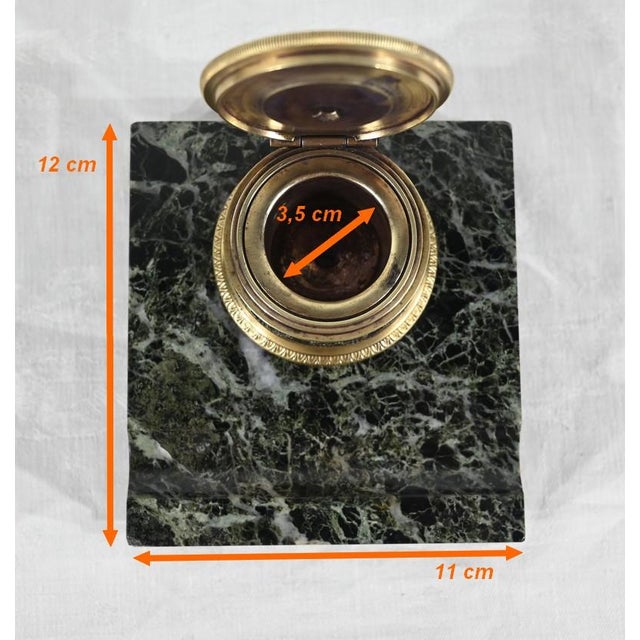 Inkwell with the Virgin in Bronze and Marble, Late 19th Century For Sale - Image 13 of 16