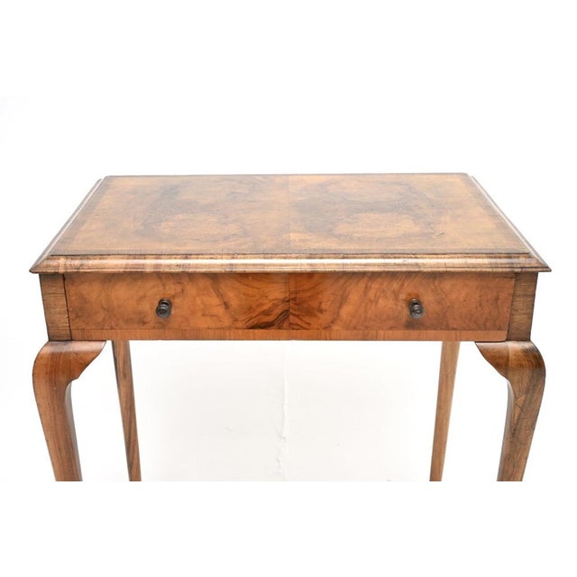 Brown Vintage Burr Walnut Side Table, 1920 For Sale - Image 8 of 11