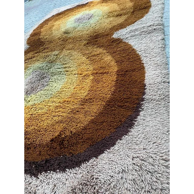 Yellow and Brown Rug, North European, 1970s For Sale - Image 6 of 12