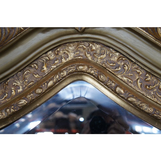 Gold 20th Century French Louis XVI Giltwood Dressing Floor Pier Mirror Beveled Glass For Sale - Image 8 of 12