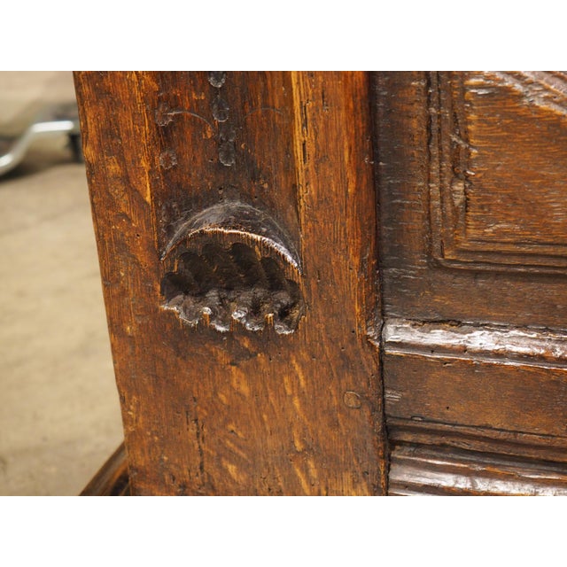 Brown Elegant Antique Oak Lozenge Paneled Trunk From France, 18th Century For Sale - Image 8 of 18