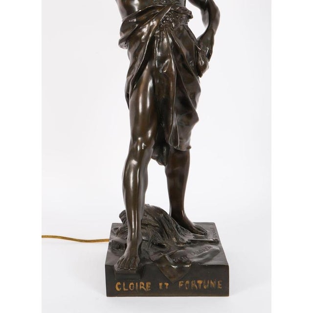 Black Large Antique French of Gloire et Fortune Lamp Bronze, 1890s For Sale - Image 8 of 18