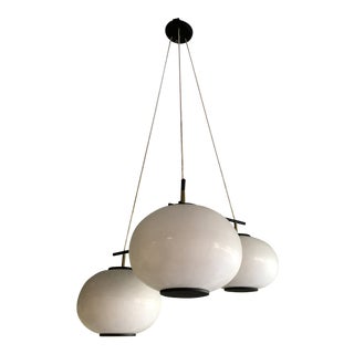 Mid Century Asian Styled 3-Shade Light Fixture For Sale
