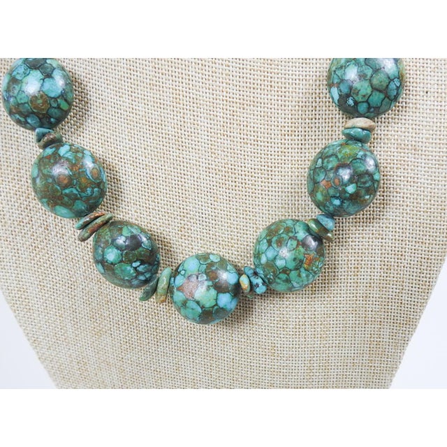 Native American Late 20th Century Chunky Mosaic Turquoise Bead Necklace For Sale - Image 3 of 4
