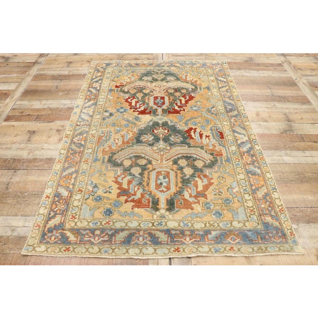 Textile Vintage Persian Heriz Runner Rug - 04'04 X 06'05 For Sale - Image 7 of 9
