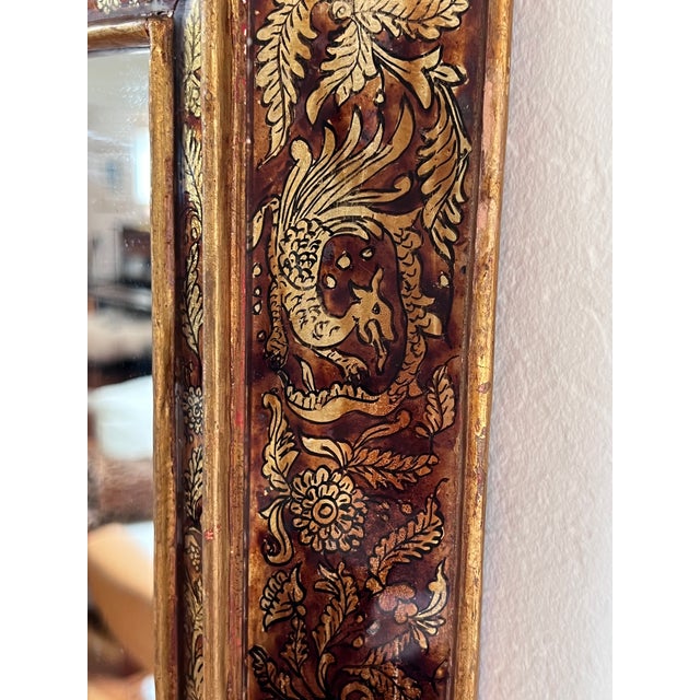 Traditional Rare Antique Florentine Verre Églomisé Mirror Dragons & Grotesques c.1850–1880 For Sale - Image 3 of 16