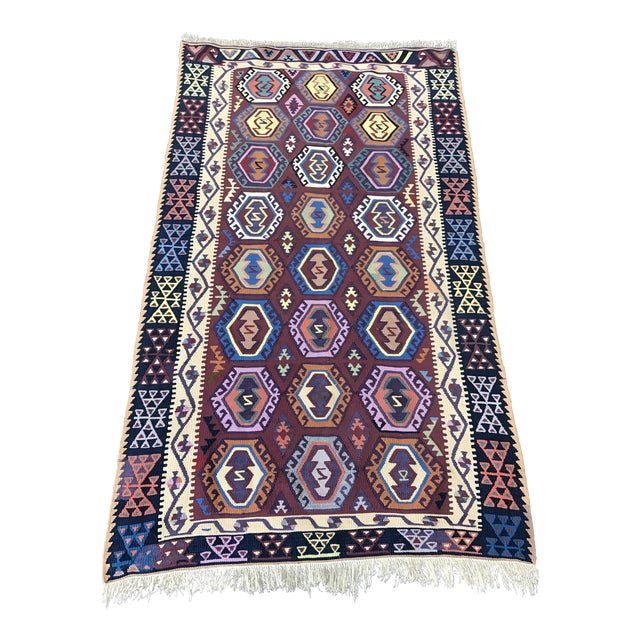 Handmade Turkish Flat Woven Kilim Rug - 3'2'' x5'7 ...