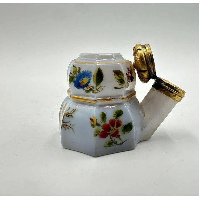 Very Charles X French Opaline Travel Perfume Bottle For Sale - Image 11 of 13