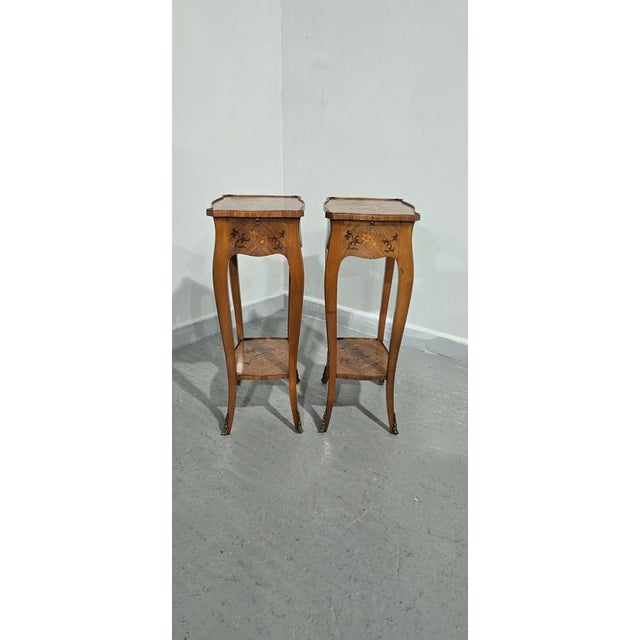 French Marquetry Lamp Tables, 1920, Set of 2 For Sale - Image 9 of 12