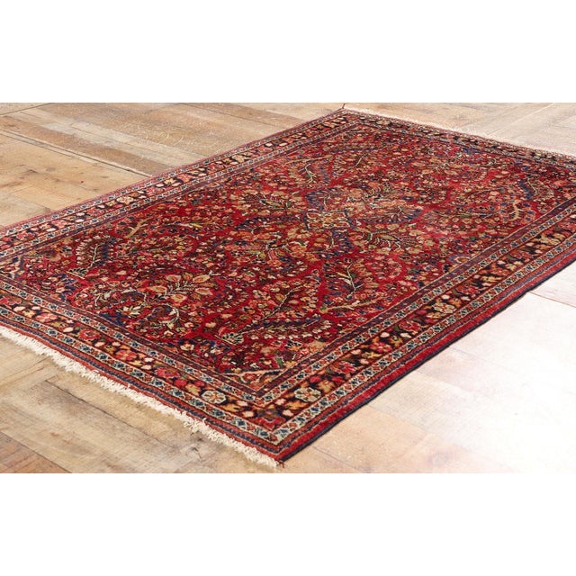 Textile Vintage Persian Sarouk Rug - 03'05 X 04'10 For Sale - Image 7 of 9