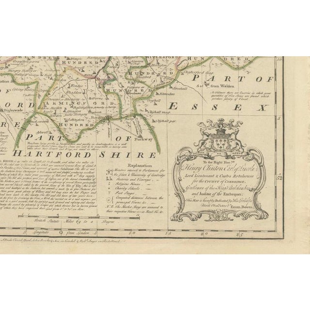 Large Antique Map of Cambridgeshire by Emanuel Bowen, 1760 For Sale - Image 4 of 11