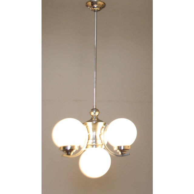1930s Vintage Bauhaus Glass Chandelier, 1930s For Sale - Image 5 of 11