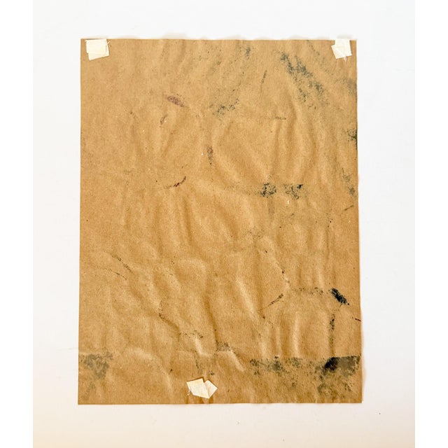 Mid 20th Century Portrait of a Woman in Checkered Dress, Original Watercolor Sketch Signed Moore For Sale - Image 5 of 5