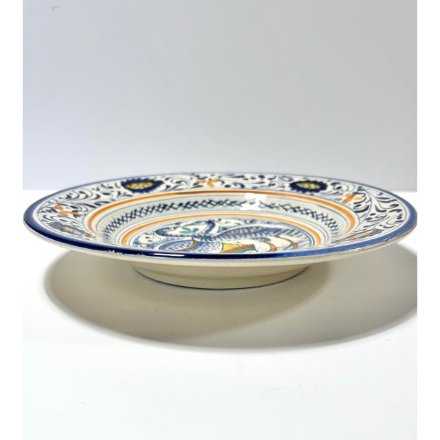 Mid 20th Century Verdiani Firenze Italian Majolica Bowl – “Decoro Arcaico” Bird Motif, Hand Painted 10” Charger Plate Bowl For Sale - Image 10 of 10
