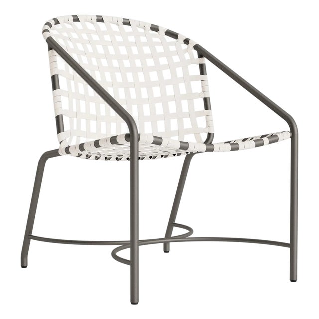 Brown Jordan Kantan Aluminum Suncloth Arm Chair, Mica frame with White fabric For Sale