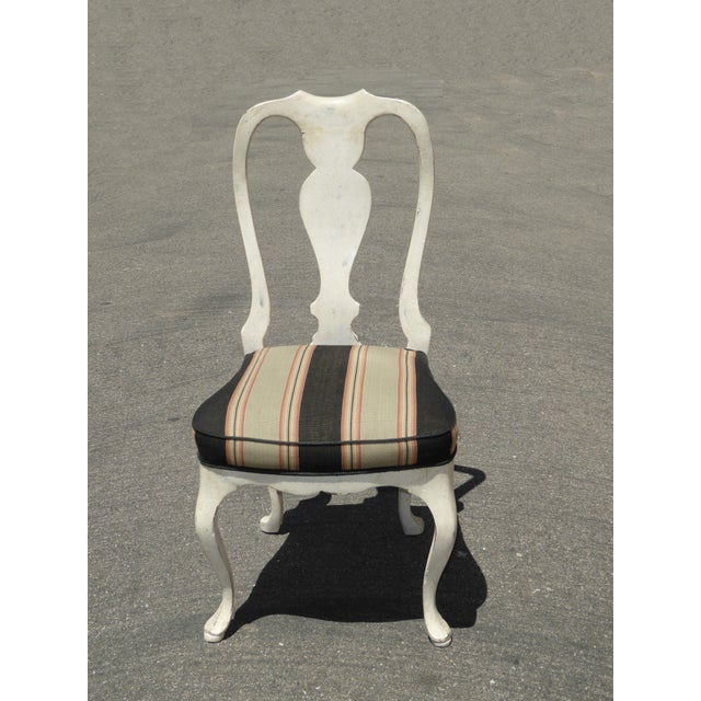Vintage French Country White Distressed Dining Chairs - Set of 7 | Chairish