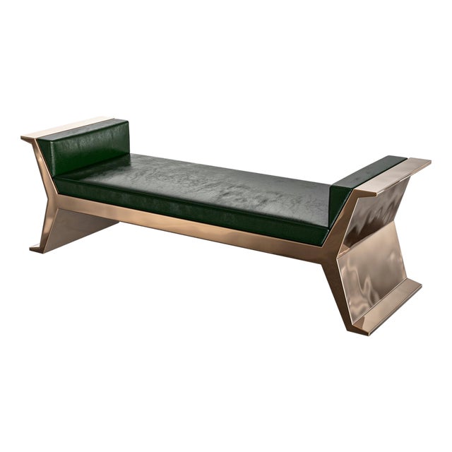 "Alphacute" Bench With Bronze, Handcrafted For Sale