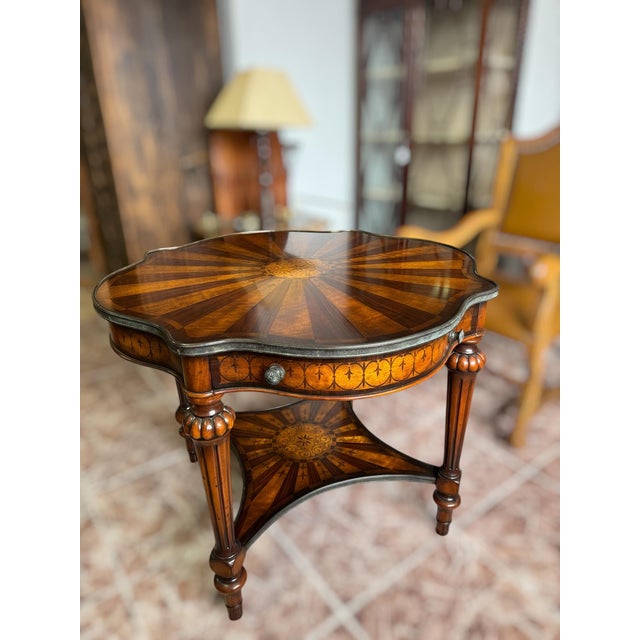 Wood Regency Style Side Table with Marquetry, 1980s For Sale - Image 7 of 7