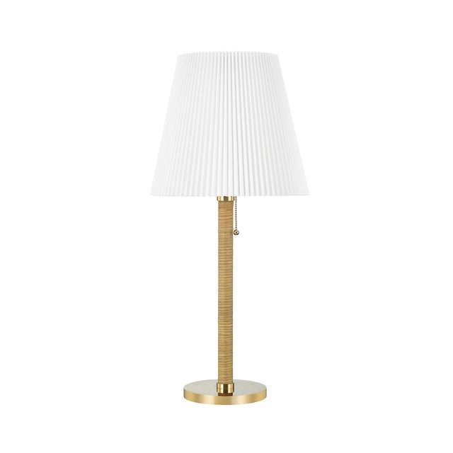 Mark D. Sikes 1 Light Dorset Table Lamp, Aged Brass, Natural Shade For Sale In New York - Image 6 of 6