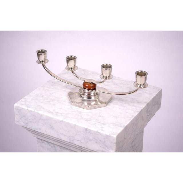 1930s Art Deco Four-Arm Silver-Plated Candleholders by Just Andersen for Gab, 1930, Set of 2 For Sale - Image 5 of 11