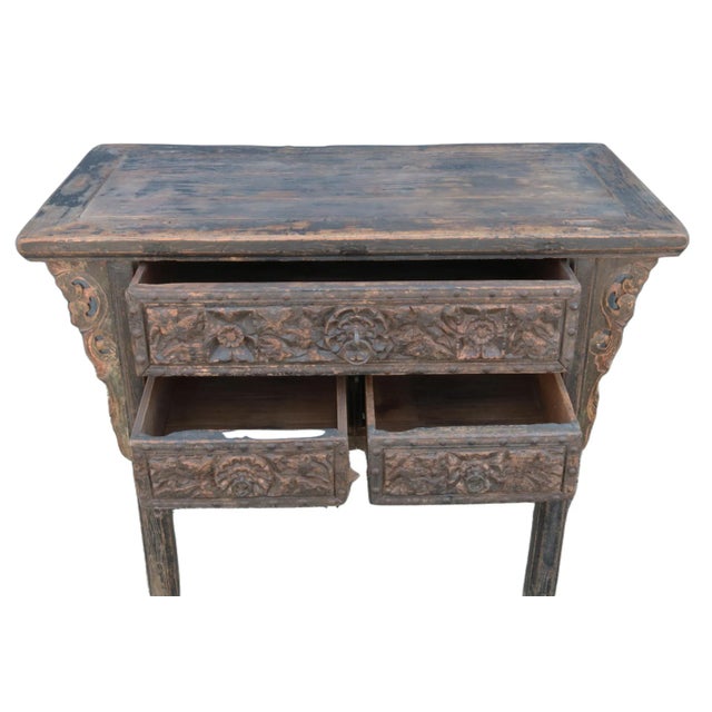 Antique Hand Carved Antique Shanxi Console Table For Sale In Greensboro - Image 6 of 8