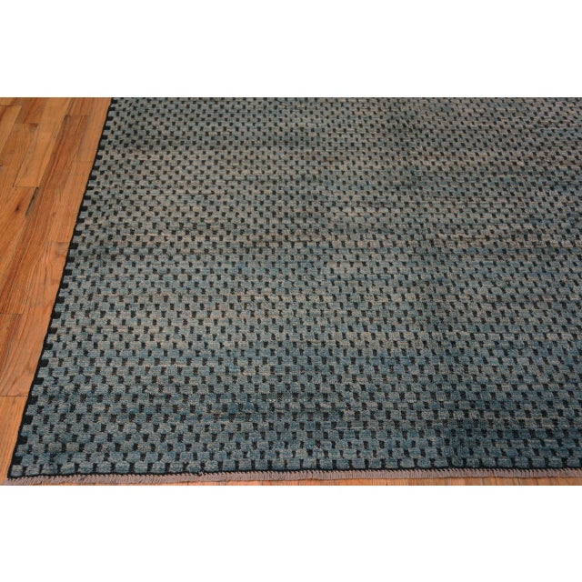 Modern Nazmiyal Collection Blue Grey Allover Brown Modern Wool Rug For Sale - Image 3 of 7
