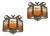 Brutalist Wrought Iron and Amber Glass Sconces from Longobard, Italy, 1970, Set of 2 For Sale