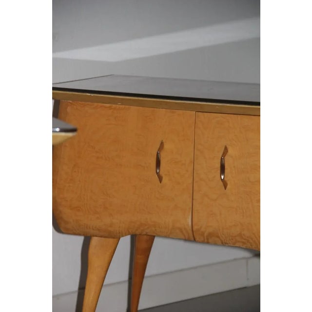 Italian Maple, Brass & Colored Glass Nightstands, 1960s, Set of 2 For Sale - Image 3 of 13