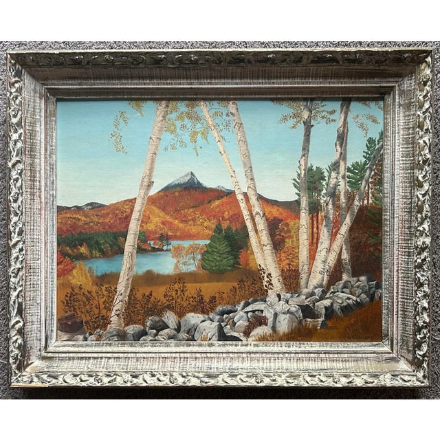 Vintage 1966, oil painting on canvas board of Mount Chocorua in New Hampshire. Signed to the lower right corner. Artists...