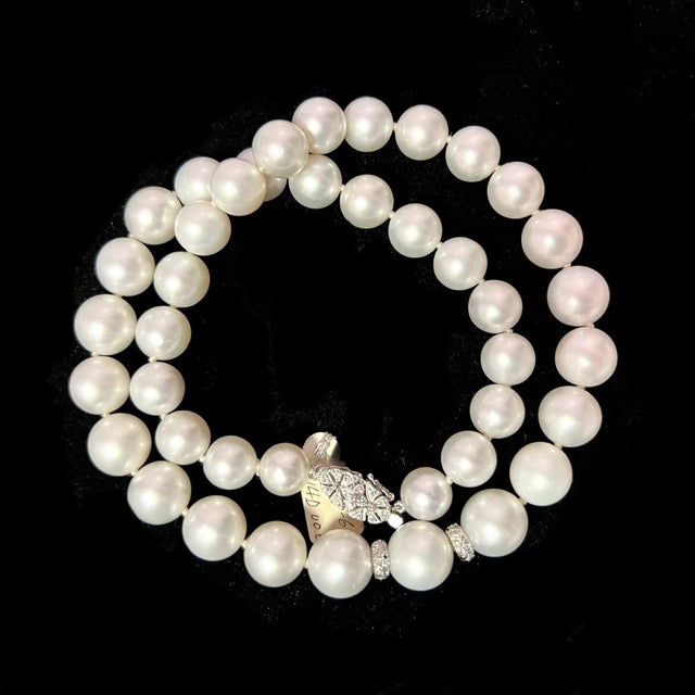 Fine Quality South Sea Pearl Diamond Necklace 18" 14k W Gold 11 mm Certified $15,950 221248 This is a Unique Custom Made...