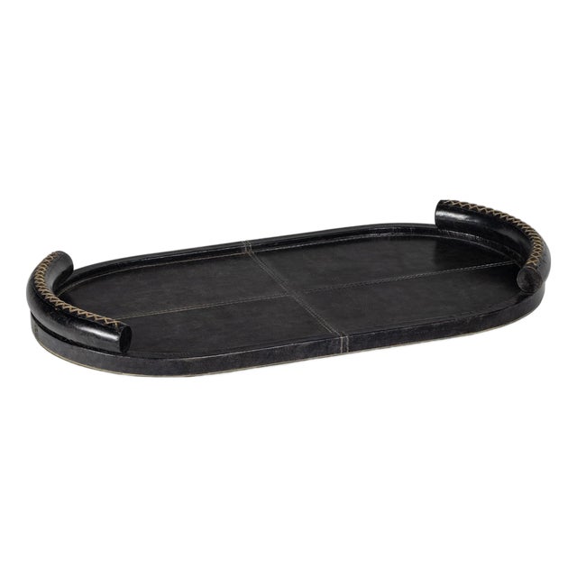 Forte Leather Tray Oval, Black For Sale