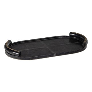 Regina Andrew Forte Leather Tray Oval, Black For Sale