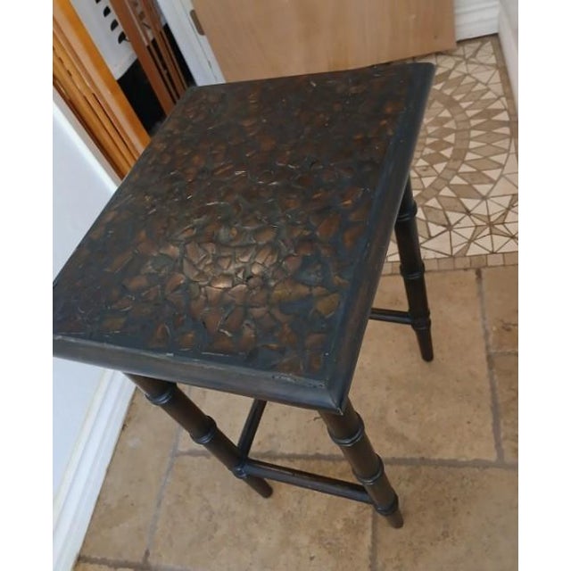 1950s MCM Nesting Tables Chinoiserie Lacquered Mosaic Faux Bamboo Legs Asian Vintage For Sale In San Diego - Image 6 of 18