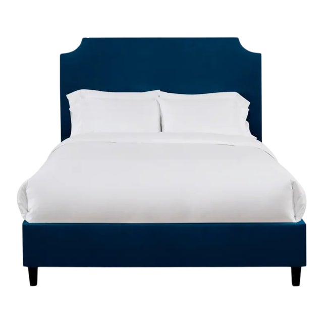 Reagan Twin Bedframe, Navy Velvet For Sale