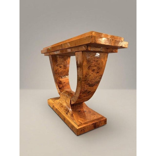 Art Deco Style Burl Walnut Console Table For Sale - Image 3 of 5