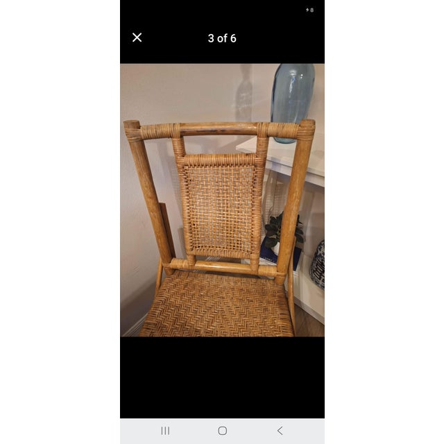 Hollywood Regency 1970s Coastal Rattan & Woven Cane Accent Side Chair - Ficks Reed Style For Sale - Image 3 of 9