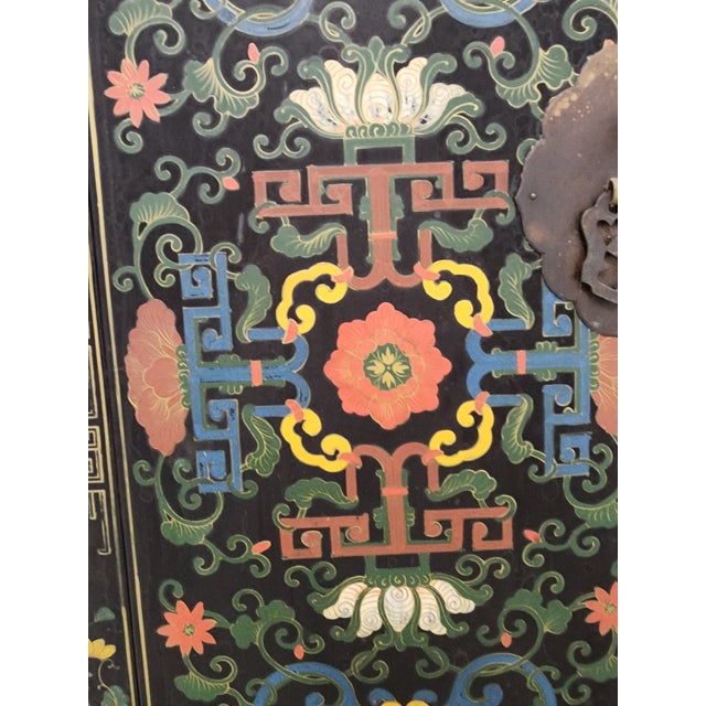 Vintage Asian Polychrome Lacquered Cabinet For Sale - Image 9 of 12