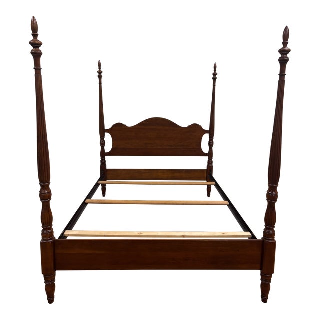 Vintage Statton Trutype Americana Full Size Chippendale Low Poster Bed For Sale